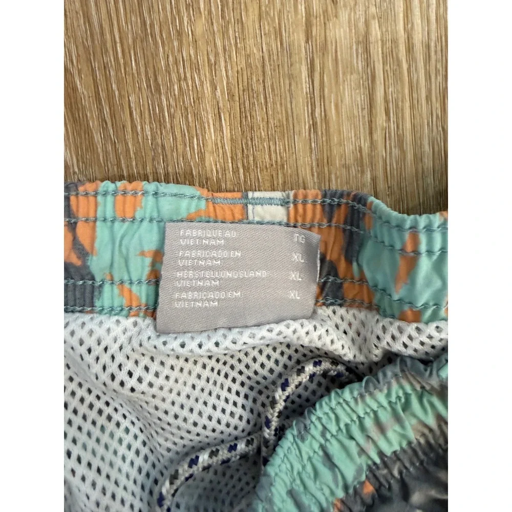 Columbia PFG Mens XL Swim‎ Trunks Tropical Monstera Leaf Print Teal Orange 7
